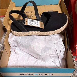 Toms Black Espadrille Platform Sandals